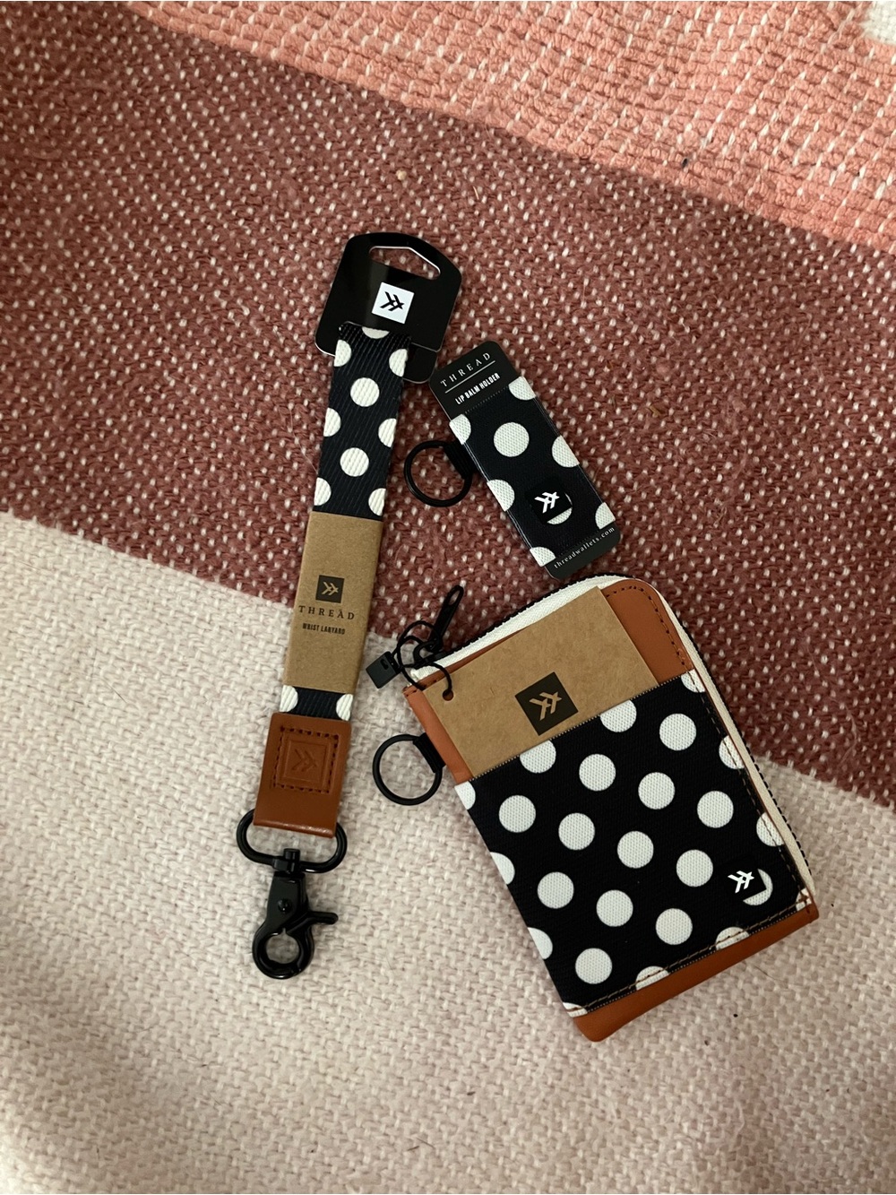 Thread Polka Dot Black & White Cardholder and Lanyard Set